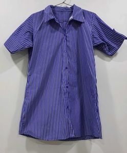 Blue Cotton Striped Tunic Top