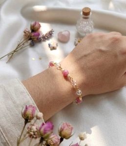 y2k Charming Pink Bead &amp; Crystal Bracelet