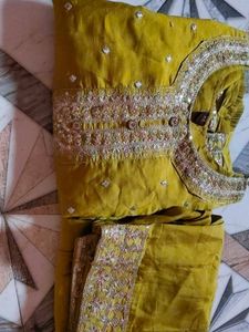liment green Embroidered Kurta with Patiala Pants