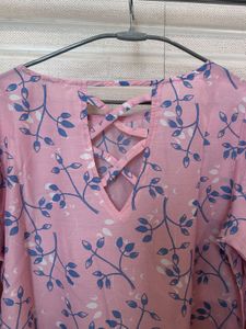 And casual Bell sleeves printed women pink top