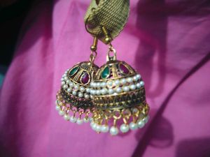 Exquisite Jhumka Earrings with Pearls