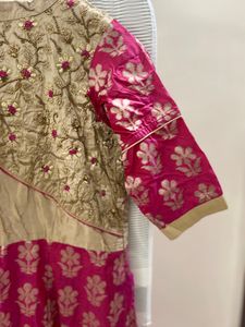 Elegant Pink &amp; Gold Maxi Dress