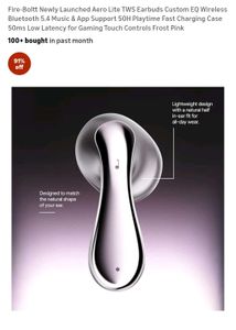 Fireboltt's Aero lite TWS Earbuds - Frost pink