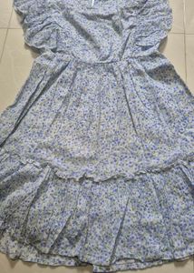 Blue Floral Tiered  Dress