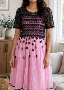 Elegant Pink Lace short tunic Kurta dress