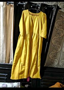 Elegant Yellow Kurta with Pink Dupatta