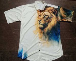 Men's Lion Print Short Sleeve Shirt