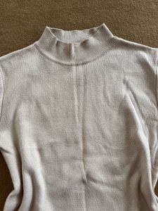 Beige Mock Neck Knit Top