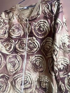 y2k silk rose applique bomber jacket