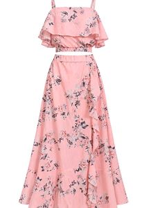 Peach Floral Printed Two-Piece Set for Women