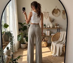 High-Waisted Wide Leg Trousers
