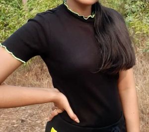 Cute Black Lettuce Trim Top