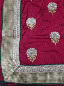 Red Embroidered Silk Saree