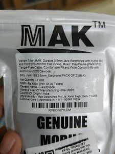 new pack of 2 combo earphone's