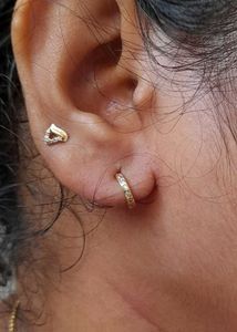 Gold Hoop Earrings with Stones