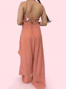 Chic Peach Ruffle Maxi Dress