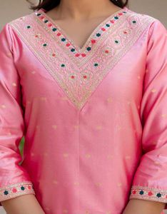 Elegant Pink Kurti with Teal Dupatta