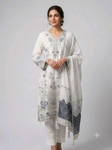 Elegant White Embroidered Kurta Set