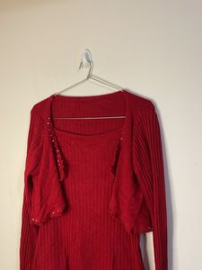 Red Knit Top with Bolero
