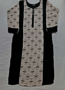 Stylish Black and Beige Printed Kurta