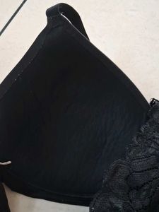 34D Lace Trimmed Black Bra