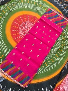 Gorgeous Pink &amp; Multicolor Embellished Saree