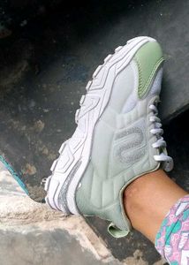 Stylish White &amp; Mint Green Sneakers