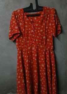 Orange Floral Print plus size Mini Dress