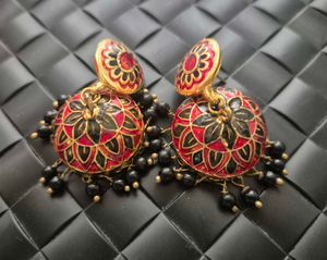 Red &amp; Black Jhumka Earrings - New