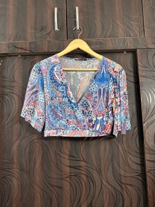 Paisley Print Wrap Crop Top