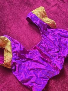 Purple &amp; Gold Silk  half Saree