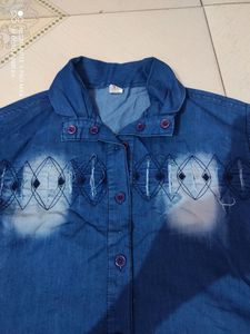 Denim Blue Color Girls And Woman Shirt