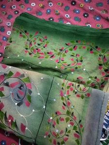 Light Weight Saree In Green Colour