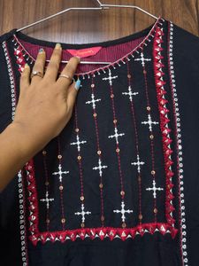Embroidered Black Kurta