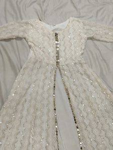 Elegant White Sequin Ethnic Gown