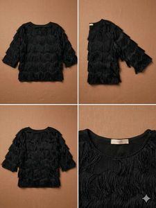 Black Feather Tunic Top
