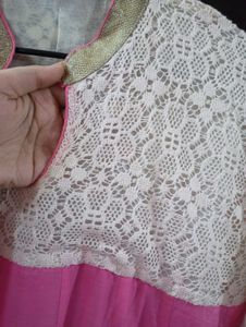 Pink Anarkali with pant and dupatta