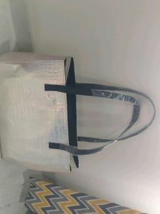 Silver Croc Embossed Tote Bag