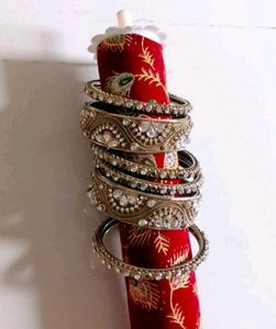 💫 Silver Stone Bangles Set