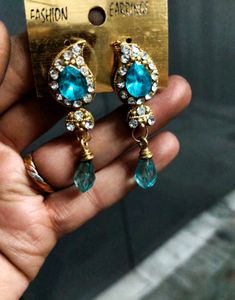 Blue Stone Dangle Earrings