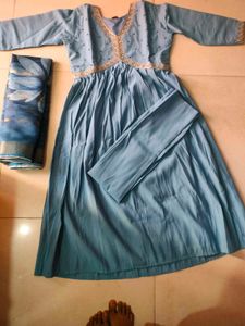 Teal Embroidered Kurta Set