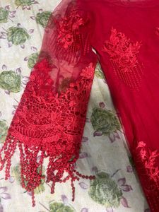 Elegant Red Embroidered Kurta