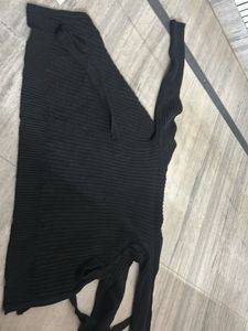 Black Ribbed Cardigan