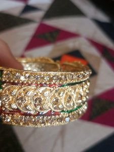 Exquisite Gold Plated Bangle with Stones