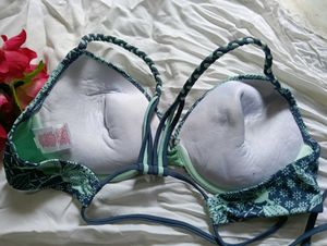 Stylish Blue Floral Print Bikini Top