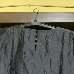 Elegant Black Kurta with Embellished Neckline