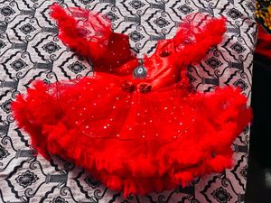 (1 frock ) Sparkly Red Baby Dress