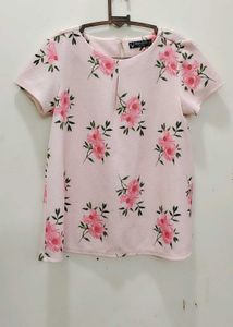 Pink Floral Short Sleeve Top