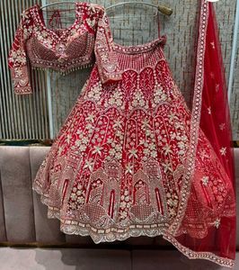 Stunning Red Embellished Lehenga Choli