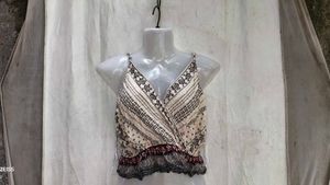 15197. Boho Print Wrap Crop Top